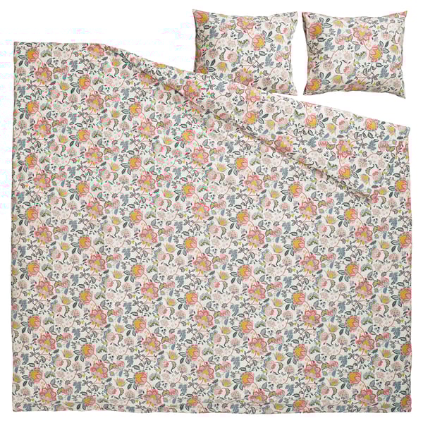 DAGGSALVIA Duvet cover and 2 pillowcases, multicolour/floral pattern, 240x220/50x60 cm