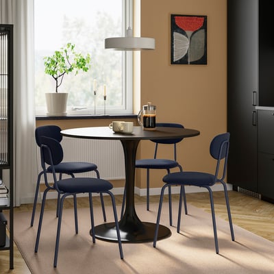 DOCKSTA / SANDSBERG Table and 4 chairs, black/Remmarn dark blue, 103 cm