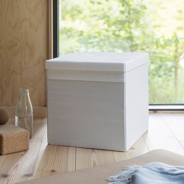 DRÖNA Lid, white textile, 39x34 cm