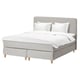 DUNVIK bed, light grey, fabric, rectangular, padded headboard.