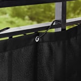 Black balcony privacy screen with ropes, attaching for wind and sun shield.
