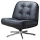 DYVLINGE: black leather swivel chair with 5-spoke base, tufted back, modern design.