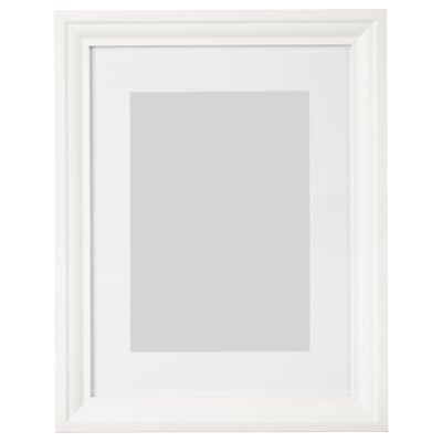 White picture frame, rectangular, classic design with smooth edges, no image, empty.