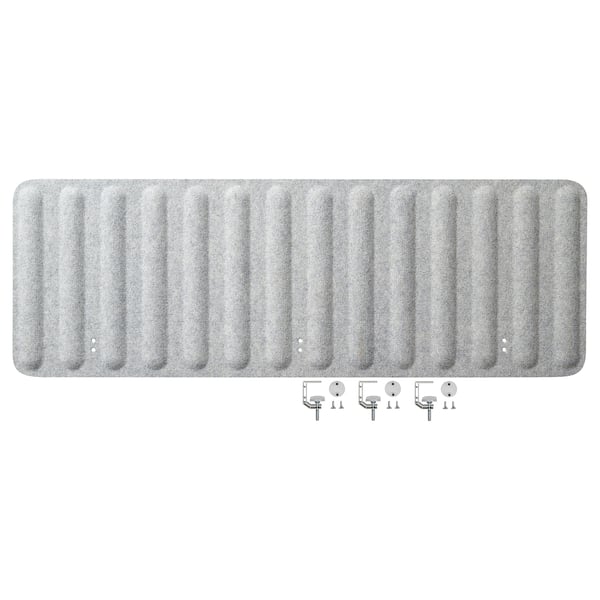 The EILIF office screen in gray, designed with a ridged texture for noise reduction and privacy. It includes mounts for easy desk setup.