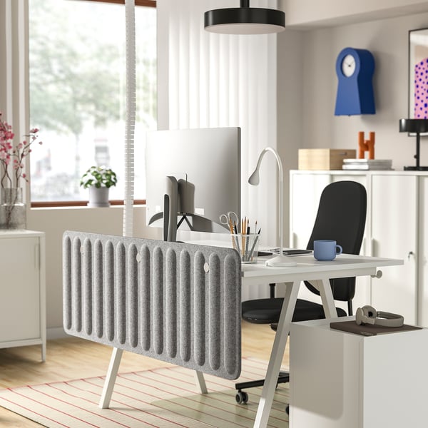 EILIF Screen for desk, grey, 140x48 cm