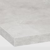 Modern kitchen countertop close-up, smooth, glossy white, clean edges.