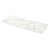 EKBACKEN marble-look countertop, white with gray veins, rectangular, smooth surface.
