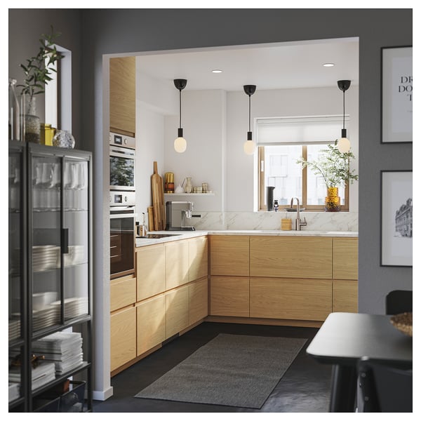 EKBACKEN Custom made worktop, white lively marble effect/laminate, 45.1-63.5x2.8 cm
