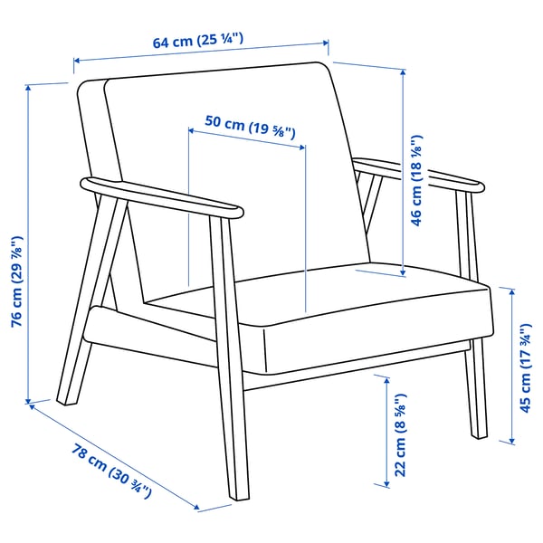 EKENÄSET Armchair, oak effect/Grann/Bomstad golden-brown