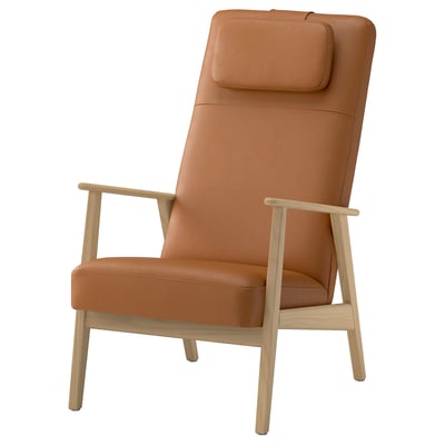 EKENÄSET High-back armchair, oak effect/Grann/Bomstad golden-brown