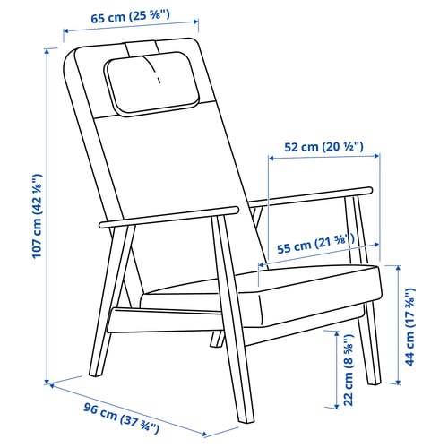EKENÄSET High-back armchair, walnut effect/Grann/Bomstad black