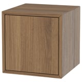 Brown EKET cube storage cabinet, wooden, square shape, simple design.