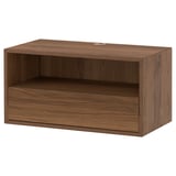 EKET media shelf, brown, wooden, rectangular, two-tiered, open shelf.