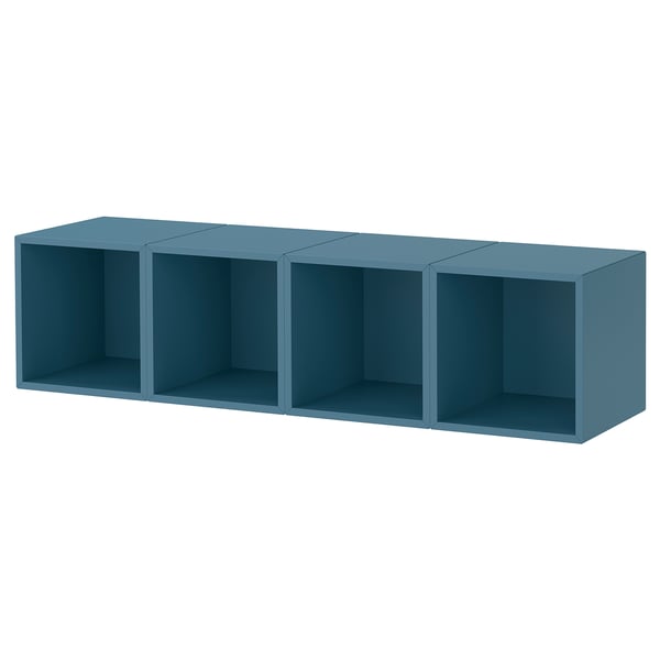 EKET Wall-mounted storage combination, dark grey-blue, 140x35x35 cm