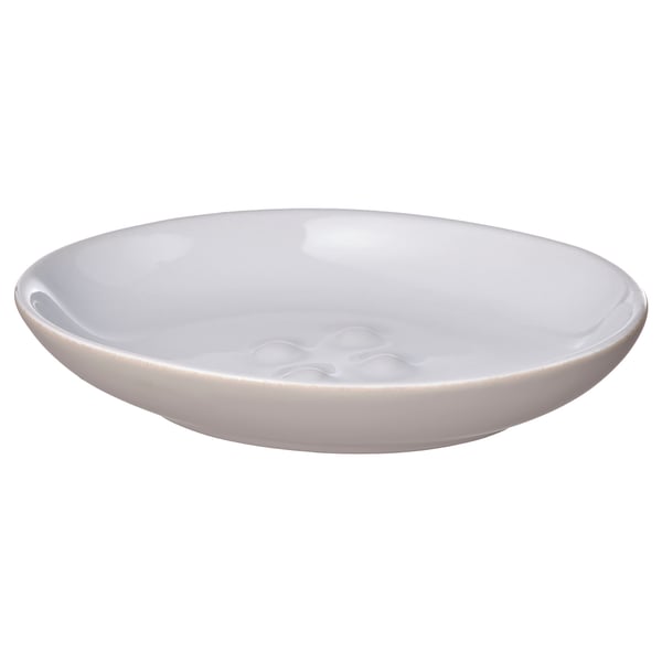 EKOLN white soap dish, ceramic, rounded shape, smooth design.
