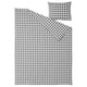 This image shows an EKTANDVINGE bed set in grey and white gingham check. The set includes a duvet cover and a pillowcase made of organic cotton.