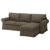 EKTORP Cover f 3-seat sofa w chaise longue, Kilanda grey-brown