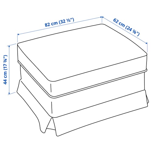 Illustration with measurements for the product: EKTORP.