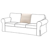 An EKTORP sofa in beige with rolled arms and a single cushion on a white background.