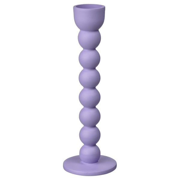 Purple ELDIGHET candle holder, aluminum, spherical segments, round base.