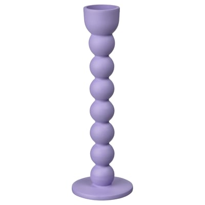 Purple ELDIGHET candle holder, aluminum, spherical segments, round base.