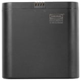 Black ENEBY battery by ikea, rectangular, made of polycarbonate plastic, for portable speaker power.