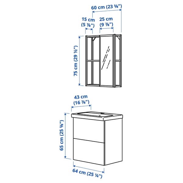 ENHET Bathroom, anthracite/white, 64x43x65 cm