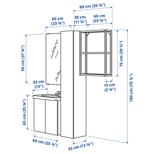 ENHET Bathroom, white, 64x33x65 cm