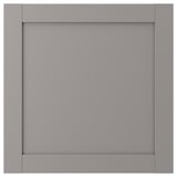 An ENHET grey cabinet door with a modern design made from fibreboard and plastic foil, featuring a smooth finish.