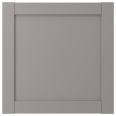 An ENHET grey cabinet door with a modern design made from fibreboard and plastic foil, featuring a smooth finish.