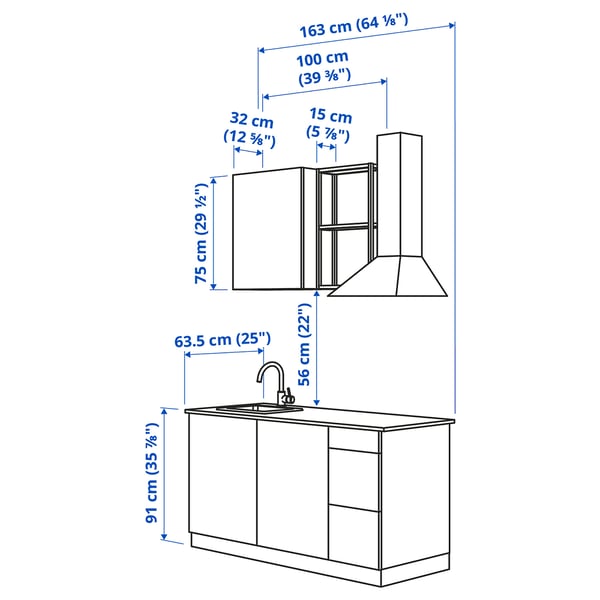 Illustration with measurements for the product: ENHET.