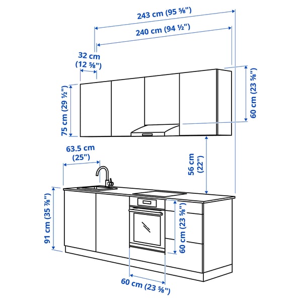 Illustration with measurements for the product: ENHET.