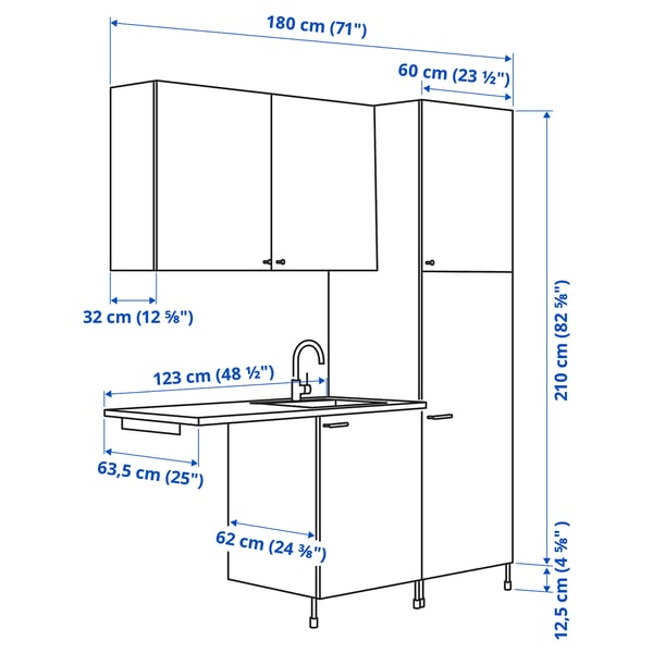 Illustration with measurements for the product: ENHET.