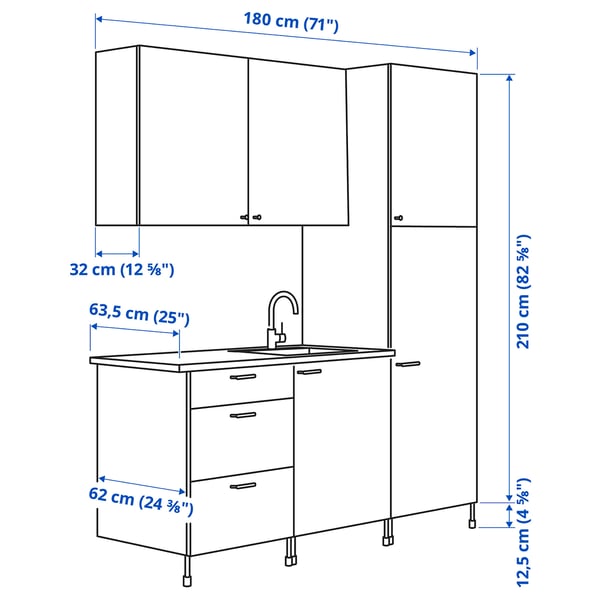 Illustration with measurements for the product: ENHET.