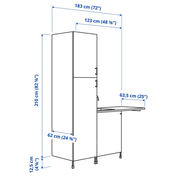 Illustration with measurements for the product: ENHET.