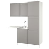 IKEA ENHET grey laundry storage & sink unit with cabinets.