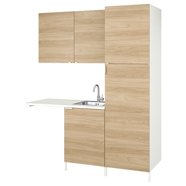 Modern light wood kitchenette, featuring sink, counter, and storage. Sleek, functional, and stylish with clean lines.