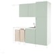 Option: Modern mint green laundry setup with cabinets, sink, and drying racks. Sleek and functional design.