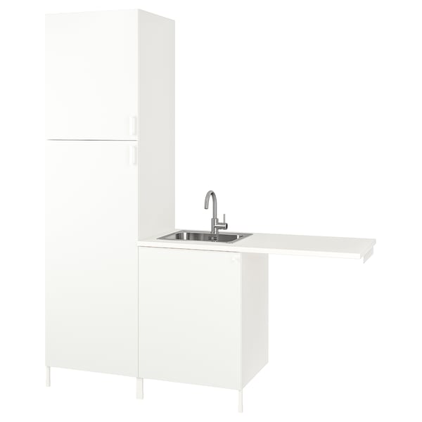 White ENHET laundry unit with sink, cabinets, and countertop.
