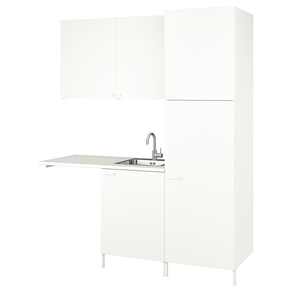 White ENHET laundry unit with sink, storage, and countertop.