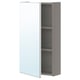 A gray ENHET wall cabinet with a mirror door. Its rectangular, with two shelves inside, designed for bathroom storage.