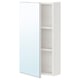 White ENHET wall cabinet with mirrored door, 2 shelves, modern design. Perfect for bathrooms, saves space and enhances brightness.