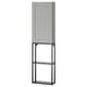 Option: A grey ENHET storage unit with a closed cabinet and open shelves, ideal for organizing items in a modern and minimalist style.