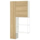 An ENHET storage unit with a light wood door and white open shelves, ideal for bathrooms or laundry rooms.