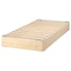 Option: An ESPEVÄR wooden bed base with a rectangular shape, natural finish, and slatted design for mattress support.