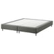 Gray upholstered bed base with 4 metal legs, simple design.