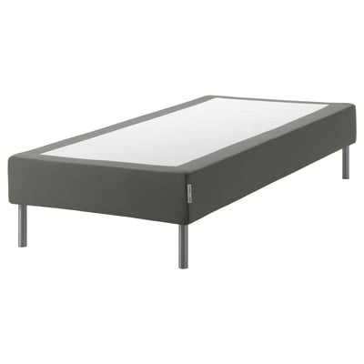 Ikea ESPEVÄR gray bed frame with metal legs.
