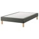 Ikea ESPEVÄR gray bed base with wooden legs, rectangular.