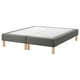 Espevar grey bed base, wooden legs, fabric covered, square, simple, modern design.
