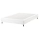 A white ESPEVÄR bed base, rectangular with four metal legs, providing support and elevation for a mattress.